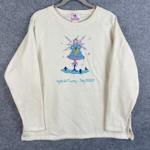 VTG Quacker Factory Sweatshirt Womens XL Angel Embroidery Beaded Artsy Holiday